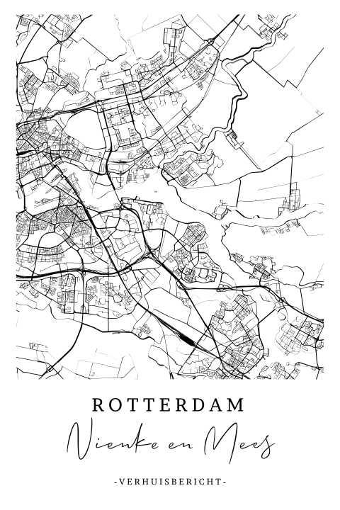 Moderne verhuiskaart met eigen woonplaats plattegrond Rotterdam