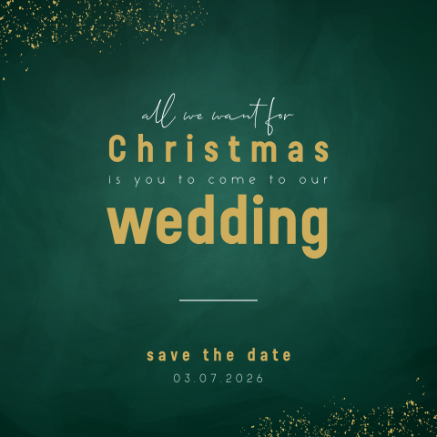 Save the Date kerstkaart met leuke tekst en spetters