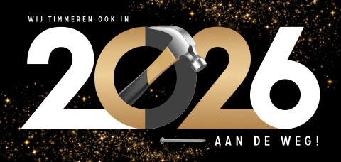 Zakelijke kerstkaart voor de bouw met jaartal en hamer
