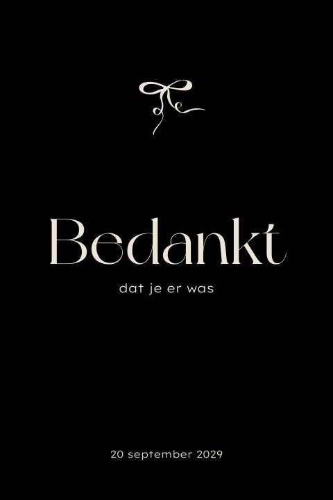 Chique bedankkaart met strikje