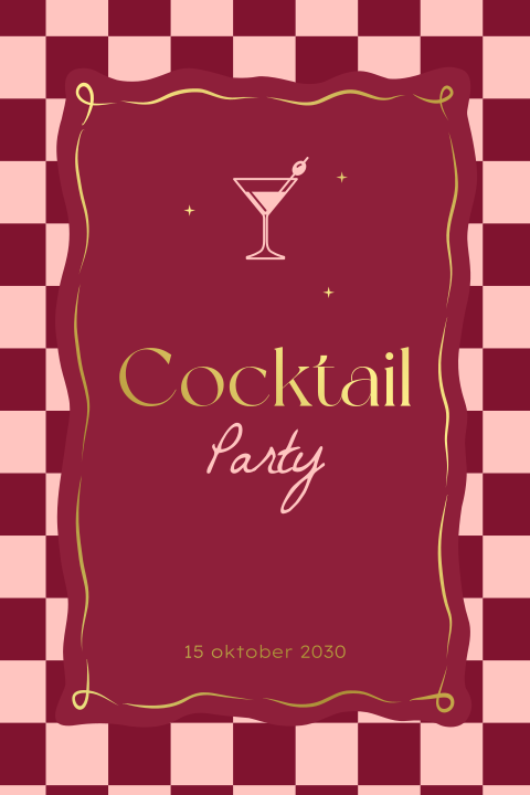 uitnodiging verjaardag kader patroon cocktail foliedruk