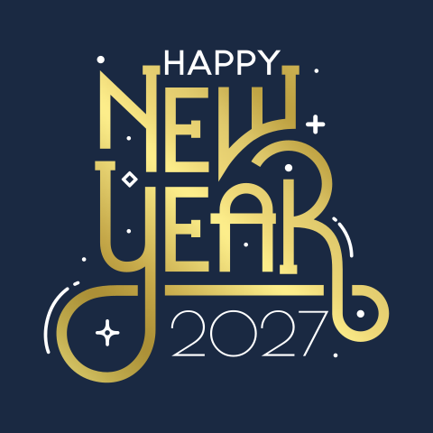 Happy New Year kerstkaart zakelijk met folie en jaartal 2027