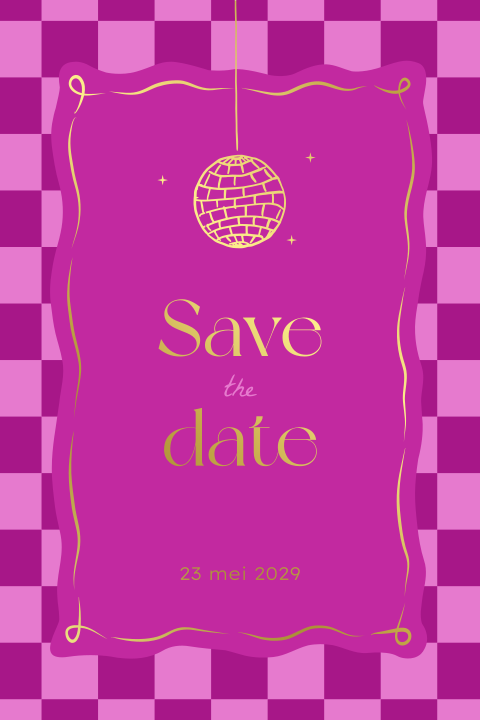 Disco Save the Date trouwkaart met foliedruk