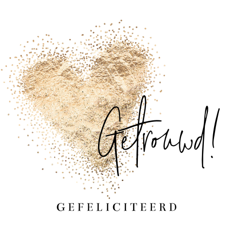Felicitatie getrouwd met goudlook hart