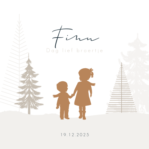 Winter silhouet geboortekaartje voor een broertje