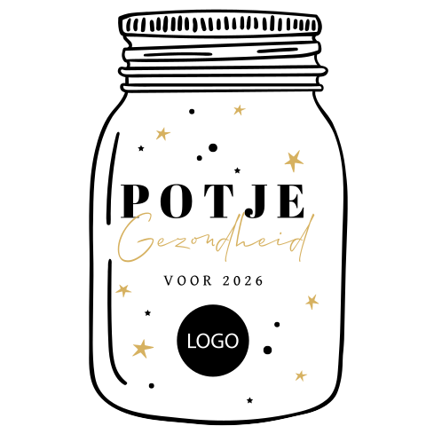 Originele kerstkaart bijzondere vorm potje gezondheid