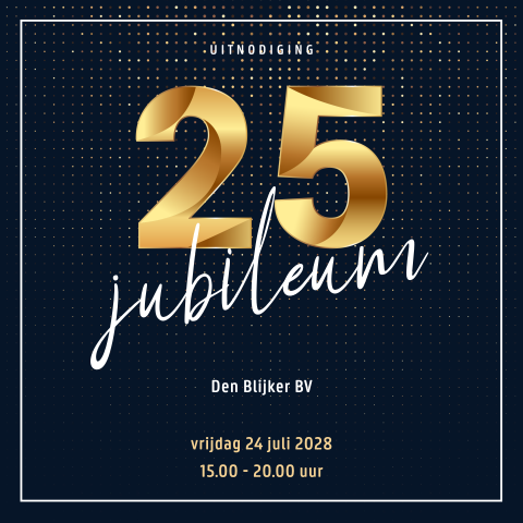 Stijlvolle zakelijke jubileum uitnodiging met goudlook en eigen logo