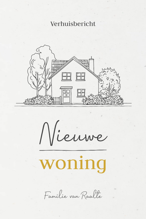 Duurzame kaart verhuisbericht met tekening huis