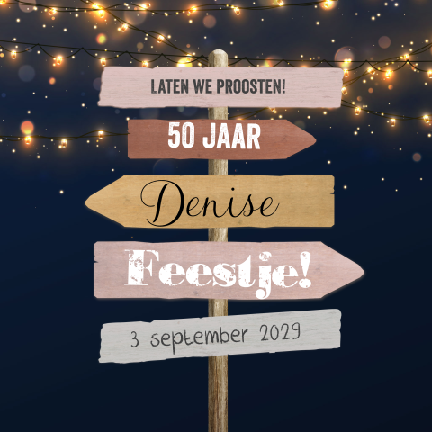 Uitnodiging verjaardag 50 jaar bordjes