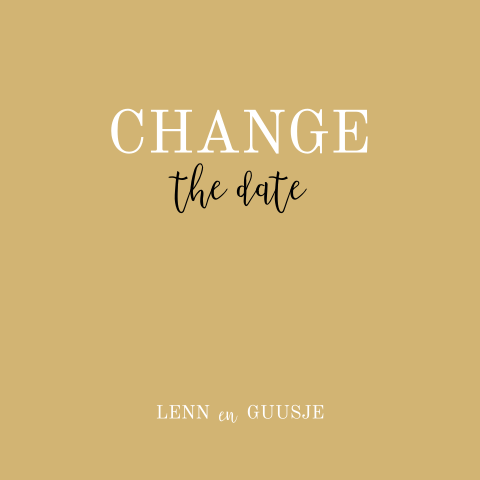Change the date kaart bruiloft in trendy okergeel