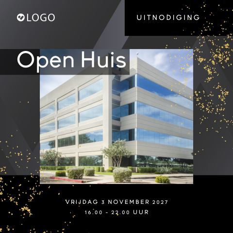 Zakelijke uitnodiging open huis met foto en logo