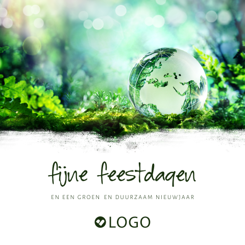Groen en duurzaam zakelijke kerstkaart wereldbol druppel