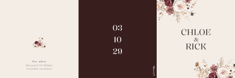 Romantische zigzag trouwkaart met bloemen