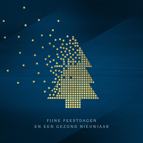 Zakelijke kerstkaart met kerstboom in gouden blokjes