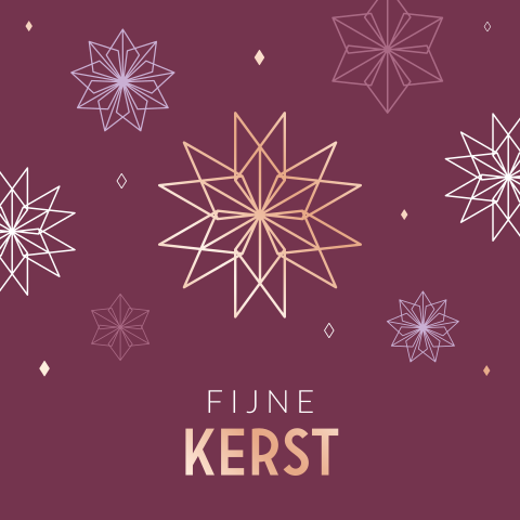 Fijne Kerst kaart met geometrische ijskristallen en roséfolie