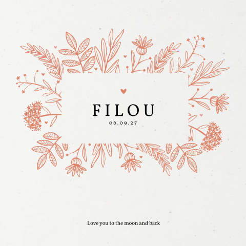 Hip duurzaam geboortekaartje voor een meisje met bloemen