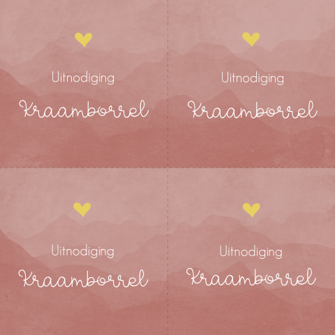 DIY mini kaartje kraamborrel aquarel berg landschap met hartje