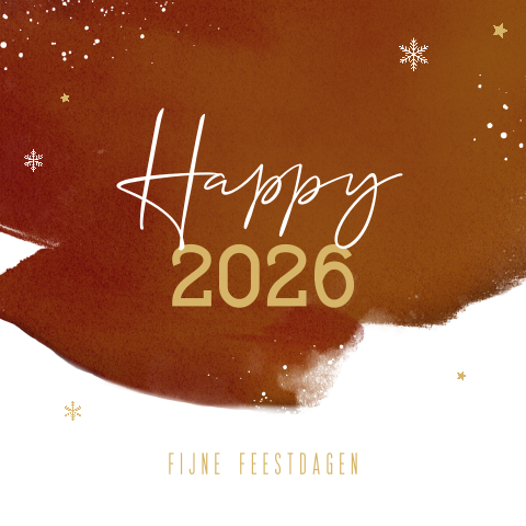 Kerstkaart met aquarel en Happy 2026
