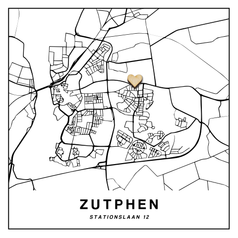 Uniek verhuiskaartje met eigen woonplaats en echt houten hartje