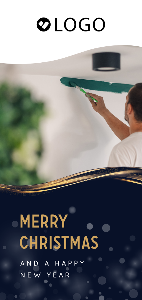 Zakelijke kerstkaart voor eens schildersbedrijf met foto en eigen logo