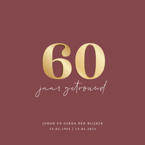 60 jaar getrouwd jubileumkaart met champagne glazen