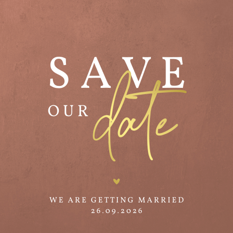 Basic goudfolie Save the Date kaart met velvetlook achtergrond
