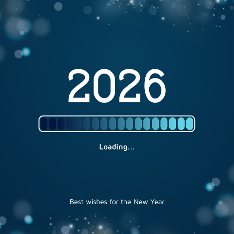 Blauwe kerstkaart met Loading bar 2026 zakelijke kerstkaart