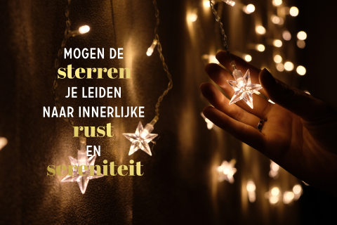 Spirituele kerstkaart met gedichtje, lichtje en folie