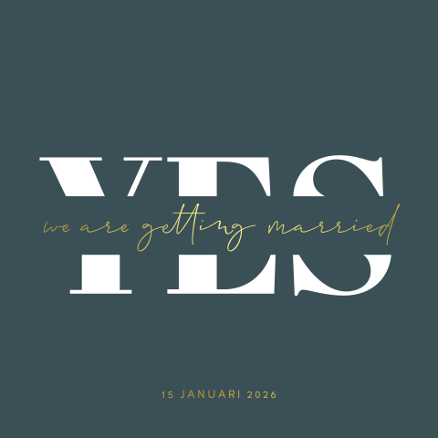 Goudfolie huwelijksuitnodiging basic en strak
