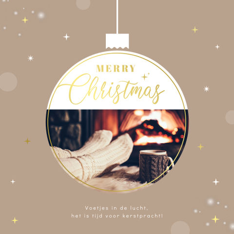 Pedicure zakelijke kerstkaart met kerstbal, foto en folie