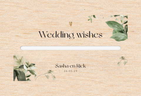 Houten enveloppenkist Wedding wishes met botanische bladeren