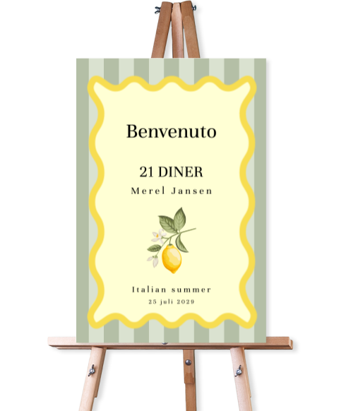 Welkomstbord 21 diner Dolce Vita