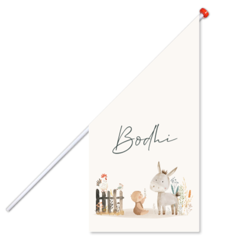 Geboortevlag unisex met boerderijdieren en baby
