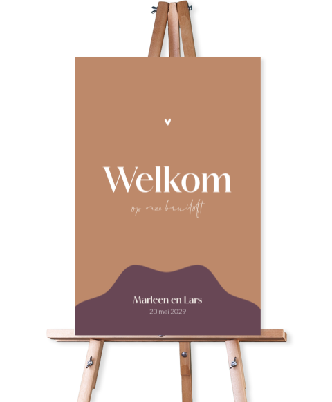 Typografisch welkomstbord met organisch kader en kleur