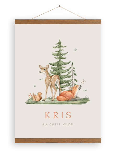 Unisex canvasposter met bosdieren