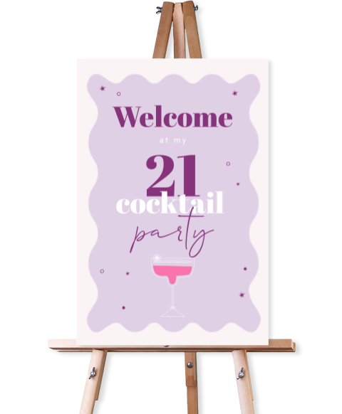 Welkomstbord 21 diner cocktail party