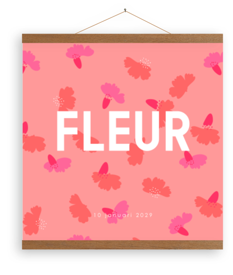 Kleurrijke canvasposter voor meisje januari