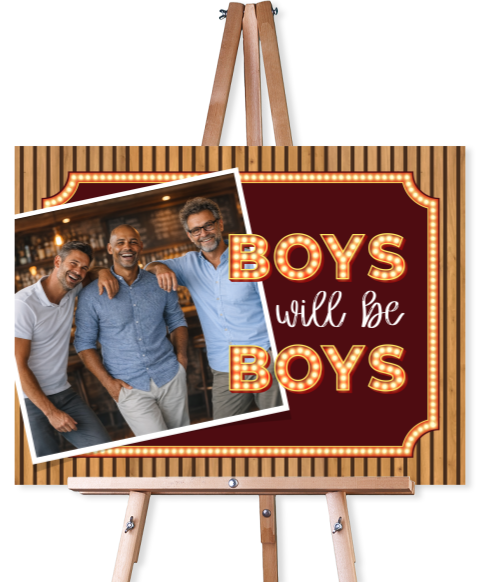 Tuinbord verjaardag 50 jaar boys will be boys met foto