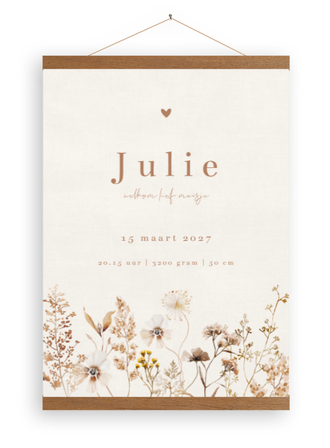 Canvasposter meisje met veldbloemen