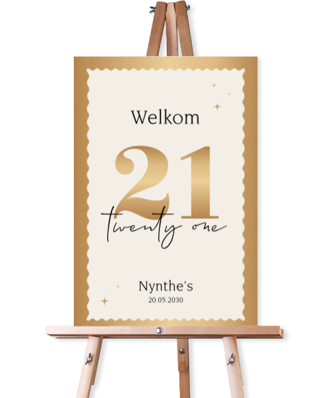 Welkomstbord 21 diner goudlook en kader