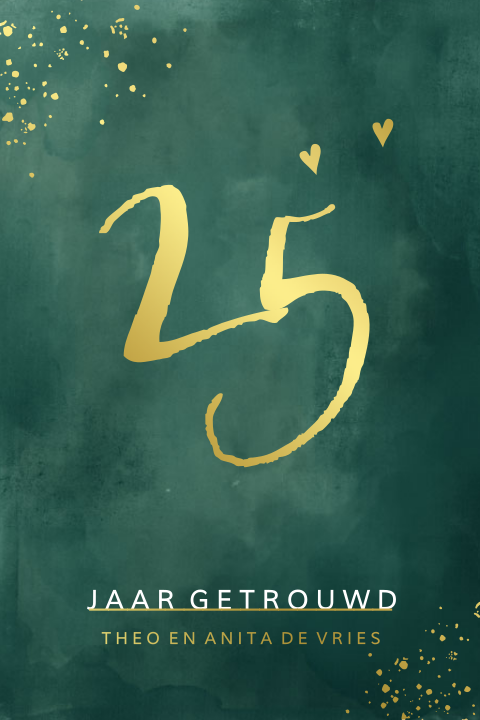 Goudfolie uitnodiging 25 jaar getrouwd