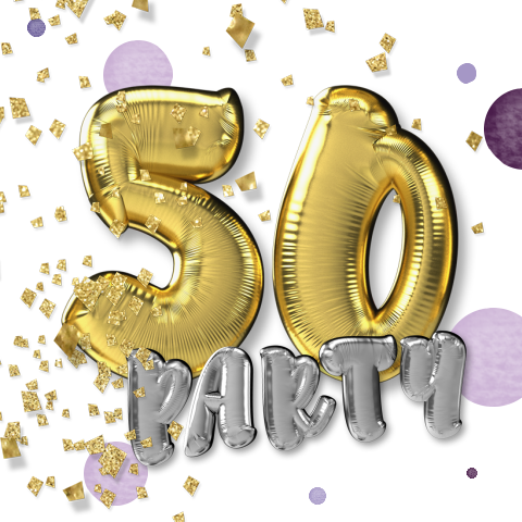 Feestelijke uitnodiging met cijfer ballon en confetti