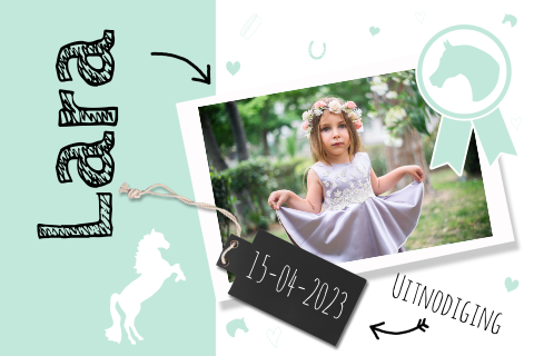 Uitnodiging kinderfeestje - Foto en paarden