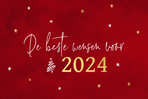 Rode nieuwjaarskaart met foliedruk en beste wensen