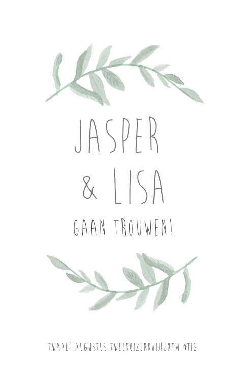 Rustige trouwkaart met takjes