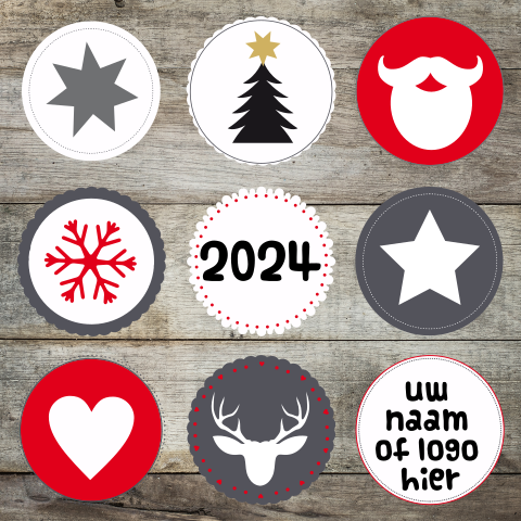 Stoere kerstkaart met hout en rondjes