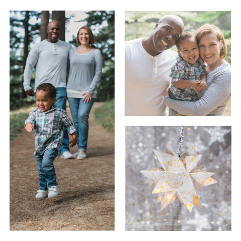 Kerstkaart met ruimte voor 3 foto's - vierkant