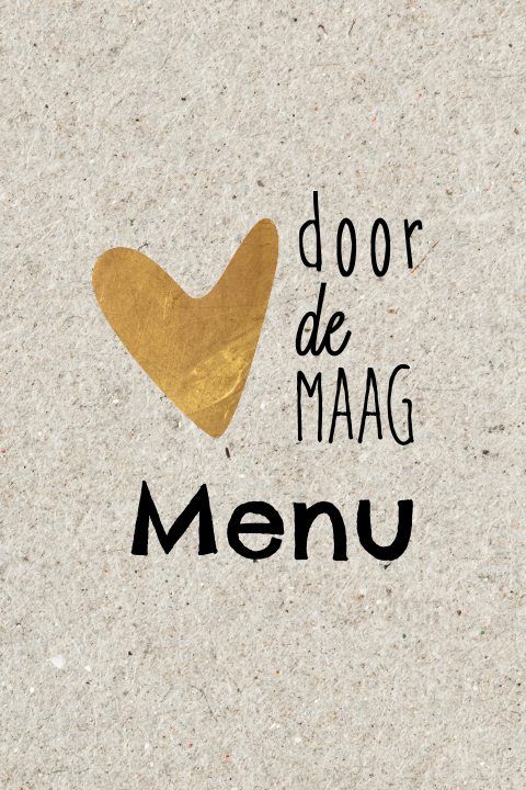 Stoere menukaart met hart op kraftlook achtergrond