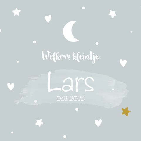 Hippe geboortekaart met maan en sterren