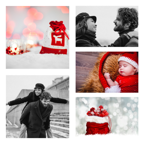 Kerstkaart met 5 foto's om zelf te ontwerpen